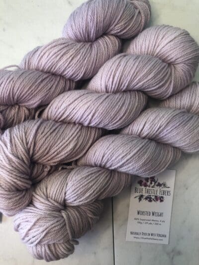 Light Lavender Worsted Naturally Dyed Yarn by Blue Thistle Fibers