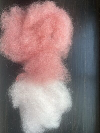 Red and White Cotswold Hand-Carded Roving