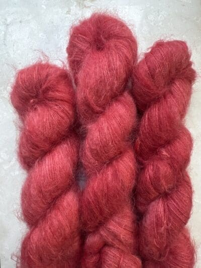 Dark Red Dahlia Mohair and Mulberry Silk