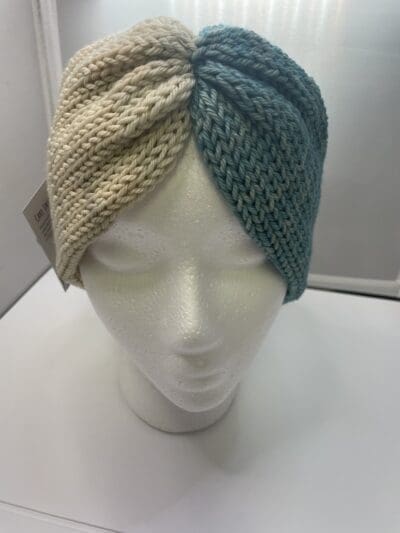 Forest Green & Cream Handmade 100% Merino Headband - Image 2