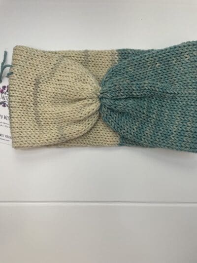 Forest Green & Cream Handmade 100% Merino Headband