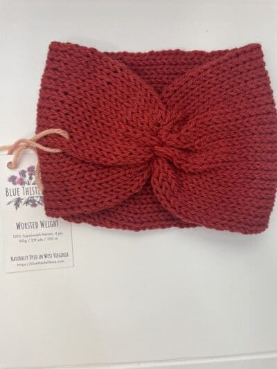 Red Handmade 100% Merino Toddler Headband - Image 2