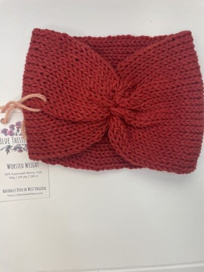 Red Handmade 100% Merino Toddler Headband - Image 3