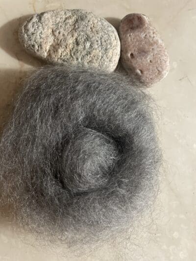 Gray Kid Mohair Hand-Carded Roving