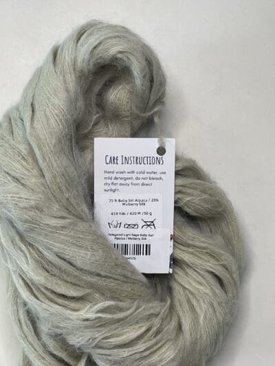 Variegated Light Sage Baby Suri Alpalca / Mulberry Silk - Image 2