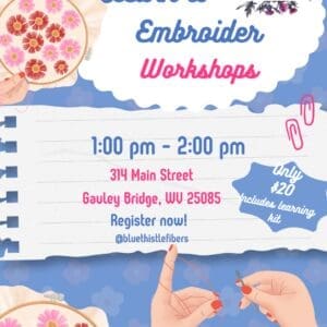 Learn to Embroider Workshops | Gauley Bridge, WV |