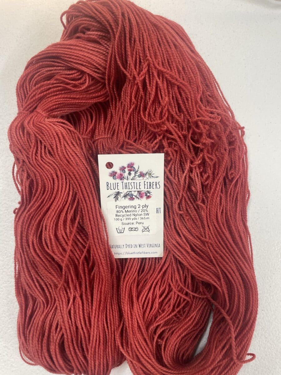 Red Fingering Weight Naturally Dyed Yarn 2 Red Fingering Weight Naturally Dyed Yarn - Image 2